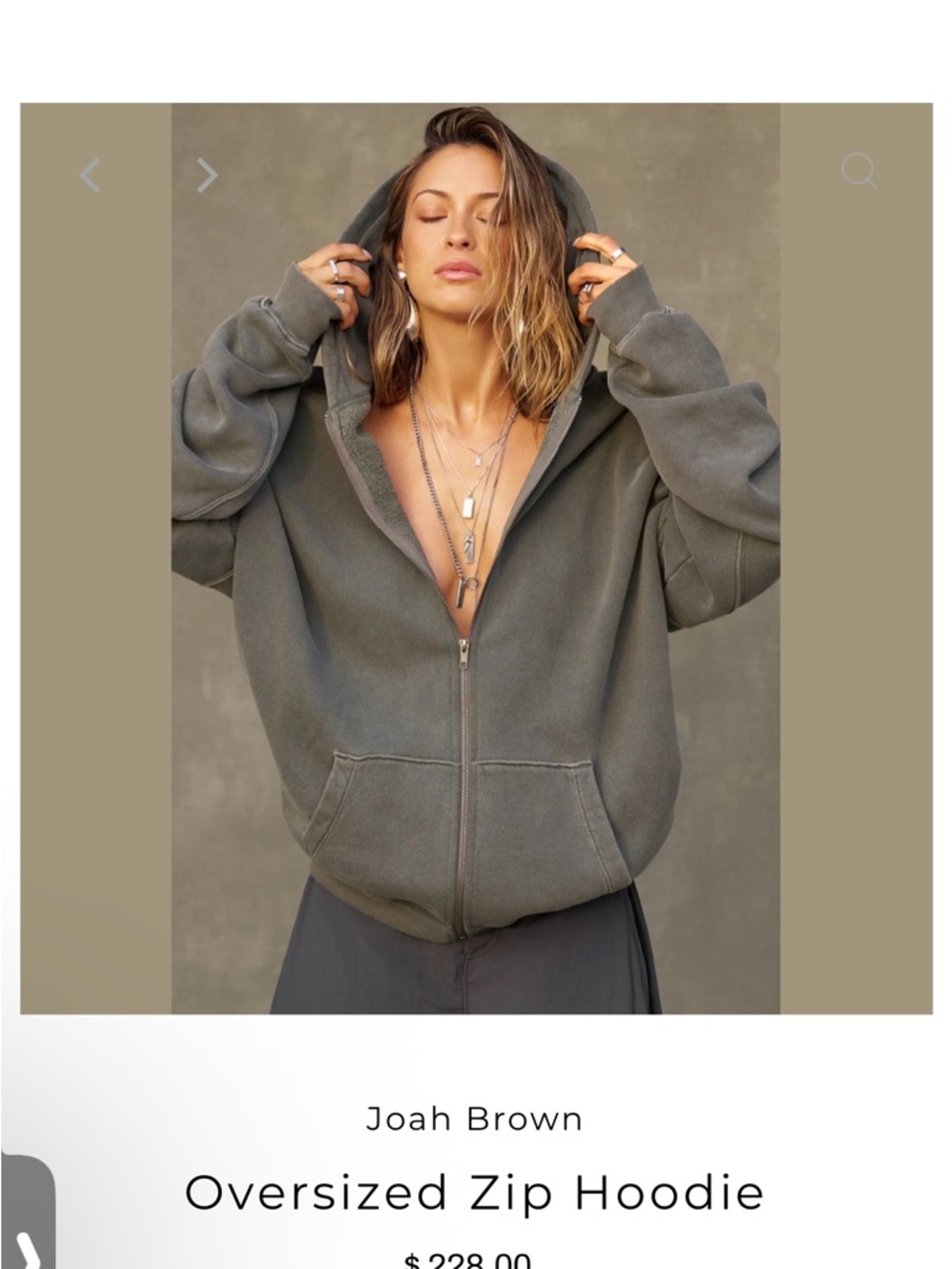 Joah Brown Full Zip Hoodie Sweatshirt Women One Size Gray Fleece Heavyweight USA
